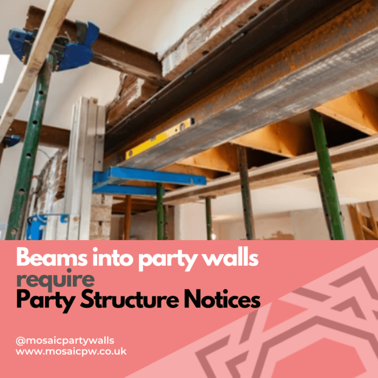 Steel beam into party wall, party structure notice